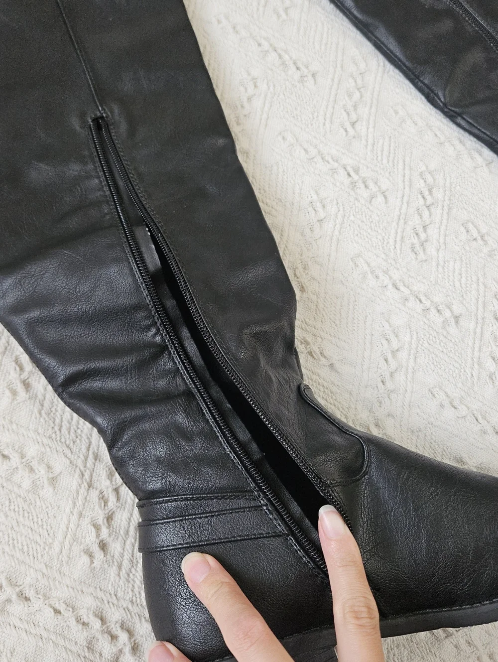Top Moda Faux Leather Over The Knee Riding Boots Black Western Shoes Size 8 Boho